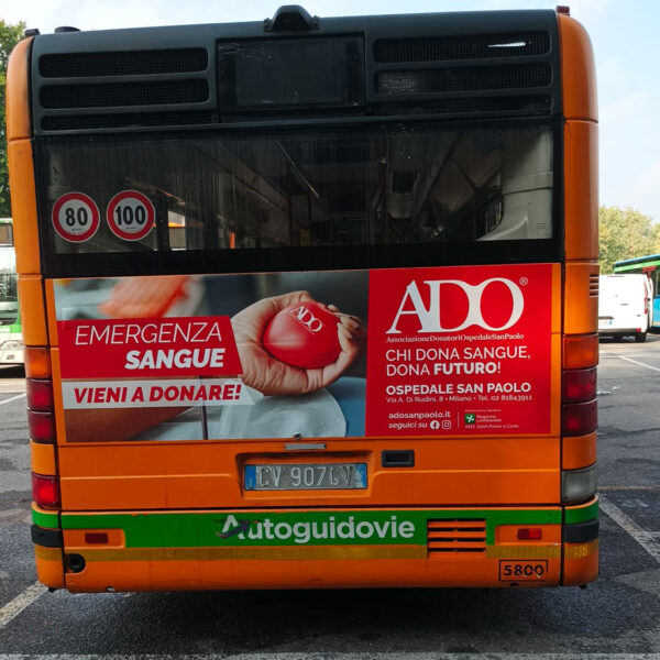 emergenza sangue 3 campagna comunicazione autobus citta ado san paolo milano