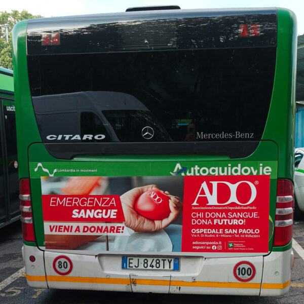 emergenza sangue 7 campagna comunicazione autobus citta ado san paolo milano