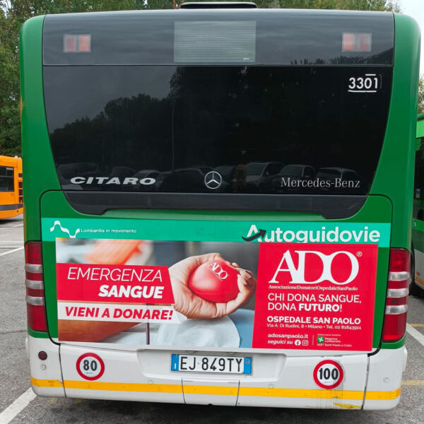 emergenza sangue 8 campagna comunicazione autobus citta ado san paolo milano